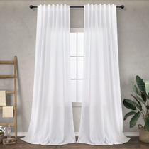 Cortinas DANCURTON simples de linho branco com 229 cm de comprimento, 2 painéis Cortinas DANCURTON simples de linho branco com 229 cm de comprimento, 2 painéis