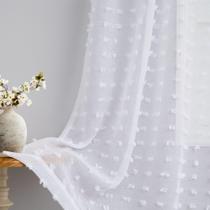 Cortinas DANCURTON White Sheer de 213 cm de comprimento com 2 painéis Pom Pom Cortinas DANCURTON White Sheer de 213 cm de comprimento com 2 painéis Pom Pom