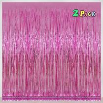 Cortinas de alumínio com franjas Melsan Pink Tinsel 1 x 2,4 m - pacote com 2