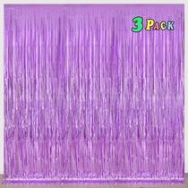 Cortinas de Alumínio com Franjas Melsan Purple (1x2,4m) - Kit com 3 Peças para Festas