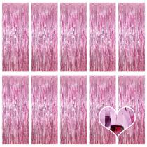Cortinas de alumínio com franjas Ohiyoo, pacote com 10, rosa, 1 m x 2,5 m