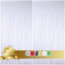 Cortinas de alumínio com franjas TONIFUL White Metallic Tinsel, 2 unidades