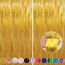 Cortinas de Alumínio Crosize Gold com Franjas - 1m x 2,5m (Pacote com 2) - Decoração de Festa