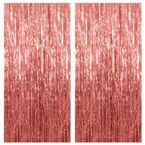 Cortinas de Alumínio Dourado Rosa para Festa - Pacote com 2 (1x2m)