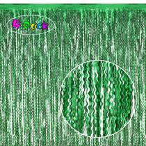 Cortinas de alumínio KEEUH Wavy Green Fringe Backdrop 1x2m - pacote com 4