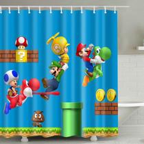 Cortinas de banheiro impermeáveis para crianças Super Mario Poliéster