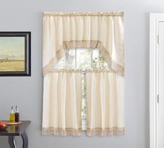 Cortinas de café American Linen para cozinha e banheiro (bege)