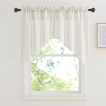 Cortinas de cobertura de janela RYB HOME Linen Sheer 36x36cm 2 painéis