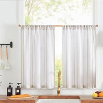 Cortinas de Cocina de Lino a Rayas Jinchan 24 cm Rústicas 2 Paneles