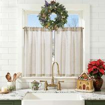 Cortinas de Cocina jinchan de Lino a Rayas Coloridas 90x60 cm 2 Paneles