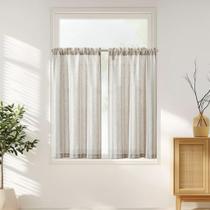 Cortinas de cozinha de linho listrado cinza jinchan Cortinas de café de 45 polegadas para casa de fazenda com listras balanceadas cortinas pequenas para banheiro, lavanderia sobre pia, meia janela, filtragem de luz, 2 painéis, cinza sobre bege Cortinas de cozinha de linho listrado cinza jinchan Cortinas de café de 45 polegadas para casa de fazenda com listras balanceadas cortinas pequenas para banheiro, lavanderia sobre pia, meia janela, filtragem de luz, 2 painéis, cinza sobre bege