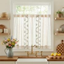 Cortinas de cozinha jinchan Belrose Linen Floral 90cm 2 painéis Cortinas de cozinha jinchan Belrose Linen Floral 90cm 2 painéis