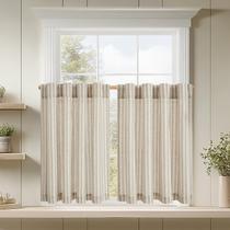 Cortinas de cozinha jinchan Linen Listrado Tier 45 cm 2 painéis
