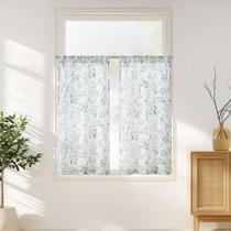 Cortinas de cozinha jinchan Spring Floral Linen 115x115cm 2 painéis