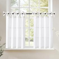 Cortinas de cozinha jinchan Tie Top Linen 36 cm de comprimento, 2 painéis