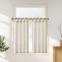 Cortinas de cozinha jinchan Tie Top Linen 45 cm de comprimento 2 painéis