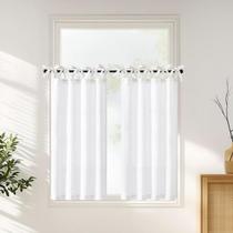 Cortinas de cozinha jinchan Tie Top Linen 45 cm de comprimento 2 painéis