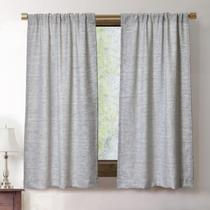 Cortinas de cozinha Oindec Faux Linen 115x70cm cinza Conjunto de 2