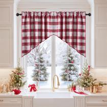 Cortinas de cozinha Swag NICETOWN Christmas Decor em vermelho e branco Cortinas de cozinha Swag NICETOWN Christmas Decor em vermelho e branco