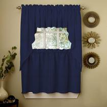 Cortinas de Cozinha Sweet Home Collection - Conjunto Ribcord Navy