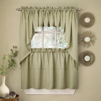 Cortinas de Cozinha Sweet Home Collection - Conjunto Ribcord Sage