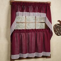 Cortinas de Cozinha Sweet Home Collection Salem Burgundy - Conjunto