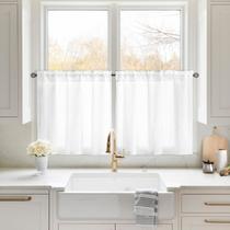Cortinas de cozinha transparentes HOMEIDEAS brancas 76x61cm 2 painéis