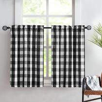 Cortinas de cozinha Treatmentex White-Black Check 90x60cm