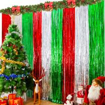 Cortinas de decoração Lansian Christmas Foil Fringe, pacote com 3 Cortinas de decoração Lansian Christmas Foil Fringe, pacote com 3