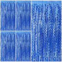 Cortinas de franja BOMSI Blue Tinsel Foil Wavy Backdrop x5