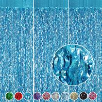 Cortinas de franja CYLMFC Teal Foil de 1 m x 2 m - pacote com 3