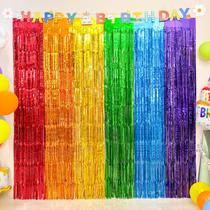 Cortinas de franja Emourlych Rainbow Foil, pacote com 4 unidades, 4x2m