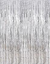 Cortinas de franja i-Chony Shiny Silver Metallic Tinsel 1x2,5 m, 2 peças