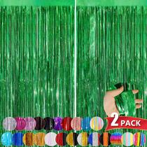 Cortinas de Franja Metálica NUWDHP - Verde Metálico - 1m x 2,5m (Pacote com 2)