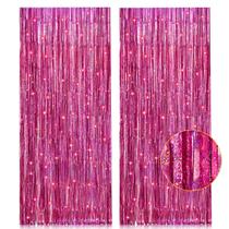 Cortinas de franja PIGETALE Pink Metallic Tinsel Foil x2 1m x 2,5 m Cortinas de franja PIGETALE Pink Metallic Tinsel Foil x2 1m x 2,5 m