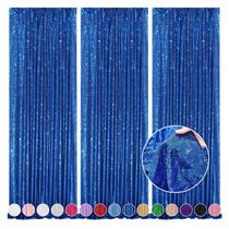 Cortinas de fundo brilhantes QueenDream Royal Blue Sequin x3