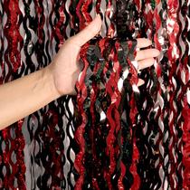 Cortinas de fundo com franjas CYLMFC vermelhas/pretas, 1x2m, pacote com 4 Cortinas de fundo com franjas CYLMFC vermelhas/pretas, 1x2m, pacote com 4