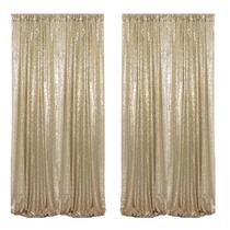 Cortinas de fundo de lantejoulas HMQIANG Champagne Gold 1,2 m x 2,4 m