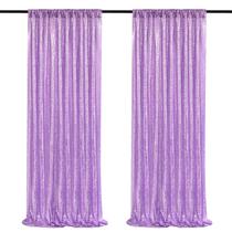 Cortinas de fundo de lantejoulas QueenDream Light Purple 60x240cm 2 painéis Cortinas de fundo de lantejoulas QueenDream Light Purple 60x240cm 2 painéis