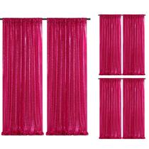 Cortinas de fundo de lantejoulas SoarDream Fuchsia Glitter 2,4 x 2,4 m