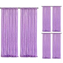 Cortinas de fundo de lantejoulas SoarDream Lavender Glitter 2,4 x 2,4 m