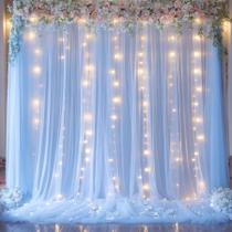 Cortinas de Fundo Suppromo Baby Blue - 5x3m, 2 Painéis com Luzes