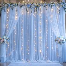 Cortinas de Fundo Suppromo Blue Tule com Luzes - 9x3m (6 Painéis)