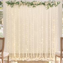 Cortinas de fundo Suppromo Champagne Sheer Tulle 3x3m com luzes