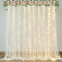 Cortinas de Fundo Suppromo Ivory Sheer com Luzes - 3x2,5m