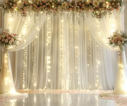 Cortinas de fundo Suppromo Ivory Tule com luzes 180x240cm