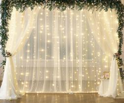 Cortinas de fundo Suppromo Ivory Tulle com luzes 6x2,4m