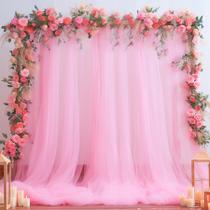Cortinas de fundo Suppromo Pink Sheer 3m x 3m para festa