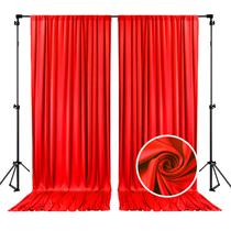Cortinas de fundo ZEBMOON 150x300 cm, cetim vermelho, 2 painéis