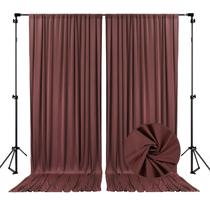 Cortinas de fundo ZEBMOON, vermelho, marrom, cetim, 150x305 cm, 2 painéis